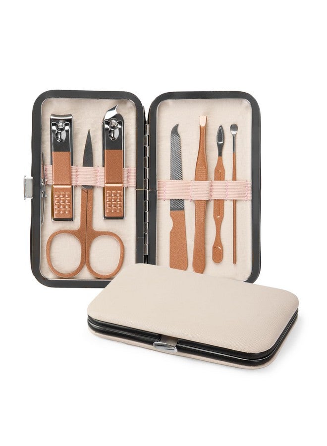 Dr.Foot Dr Foot Manicure & Pedicure Kit for Women & Men | Nail Cutter set | Manicure Kit | Grooming Kit for men | Pedicure Set | Manicure Kit for Women | Nail clippers | Pink Leather Travel Case | 7 in 1 - Image 1
