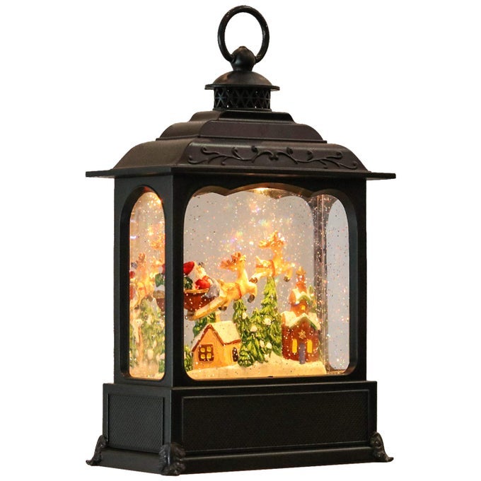 Musical Snow Globe Lantern with Timer Lighted USBBattery Operated Swirling Singing Water Glittering Lantern Snow Globes for Adults and Kids Christmas Decoration Santa