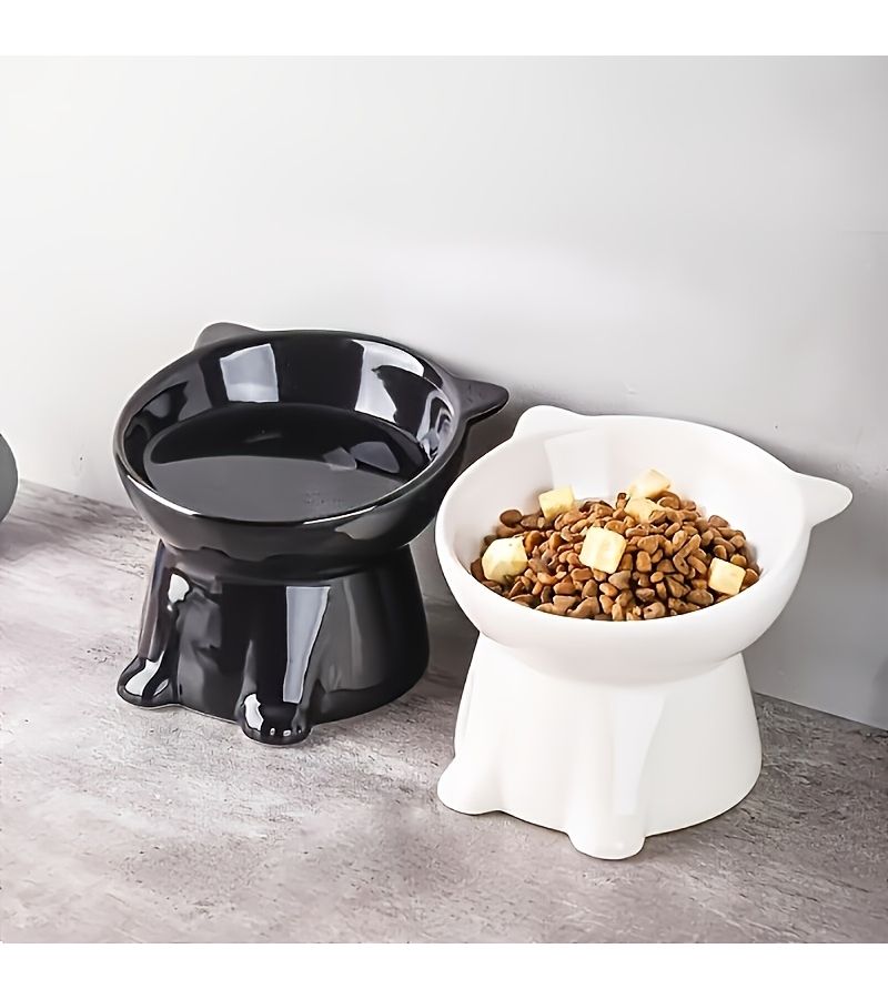 2 Pack Elevated Anti-Spill Cat and Dog Bowls 15 Degree Tilted Pet Food Bowl Set Black Stable Base Thickened Anti Drop Non-Staining Easy Clean Universal Bowl for Small Dogs and Kittens - Image 3