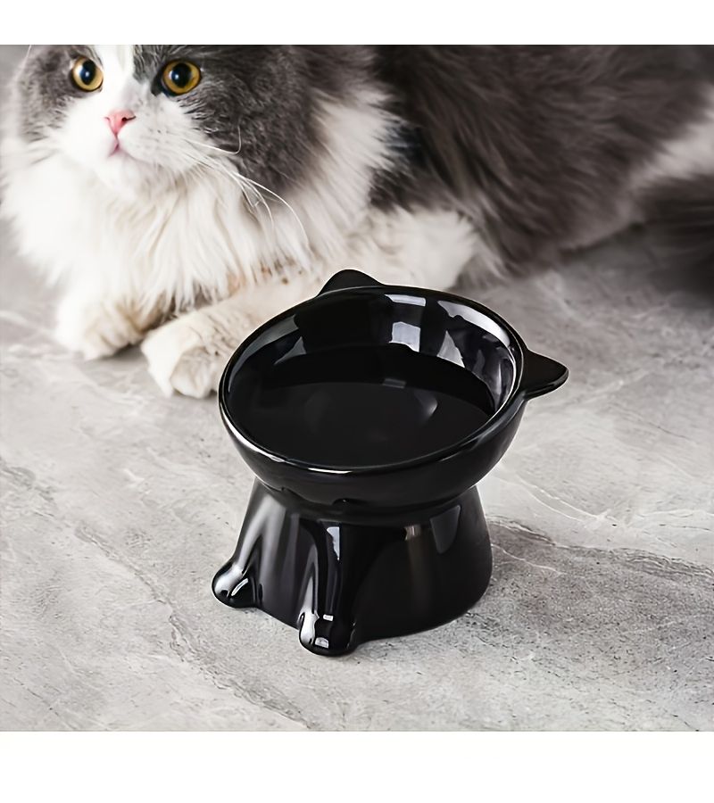 2 Pack Elevated Anti-Spill Cat and Dog Bowls 15 Degree Tilted Pet Food Bowl Set Black Stable Base Thickened Anti Drop Non-Staining Easy Clean Universal Bowl for Small Dogs and Kittens - Image 4