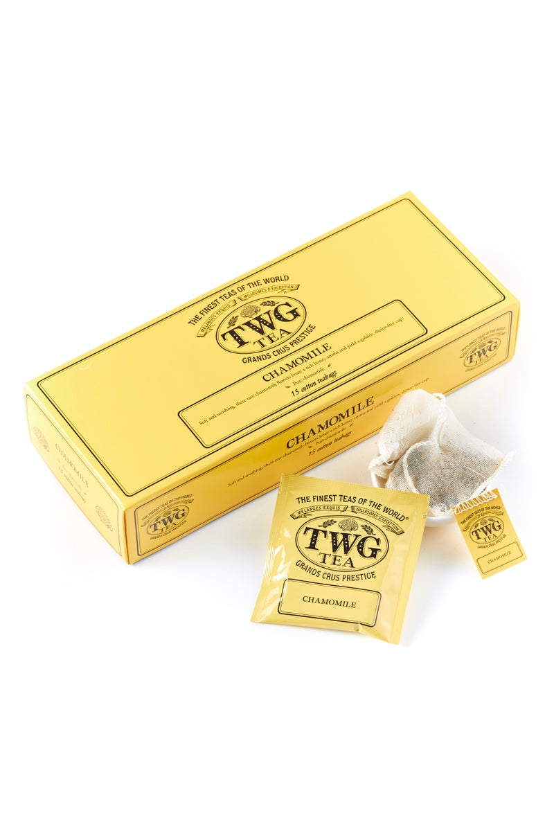 TWG Tea Chamomile | Herbal Tea | Decaffeinated & Theine-Free | 15 Hand Sewn Cotton Tea Bags | Gift Set - Image 1