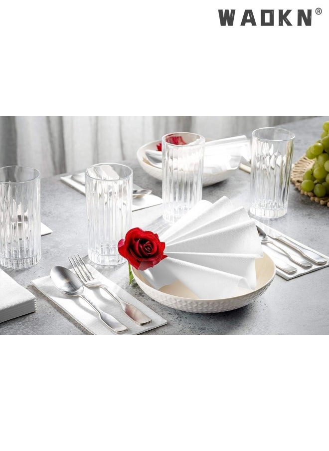 WAOKN Disposable Cloth Like Napkins, Built-in Flatware Pocket, Wedding Party Linen Feel White Napkin, Prefolded for Silverware,50 Pack Linen Feel Napkins  - Image 4