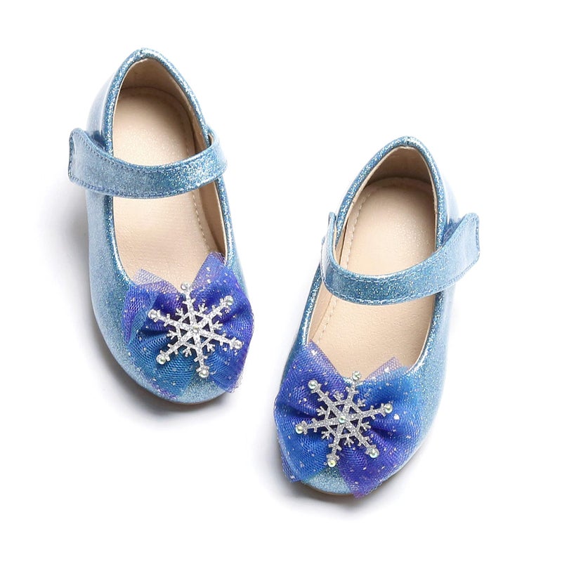 THEE BRON Mary Jane Ballet Flats - Girls' Dress Shoes with Hook & Loop Closure(A2154 Blue/1M) - Image 1