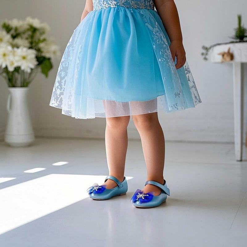 THEE BRON Mary Jane Ballet Flats - Girls' Dress Shoes with Hook & Loop Closure(A2154 Blue/1M) - Image 3