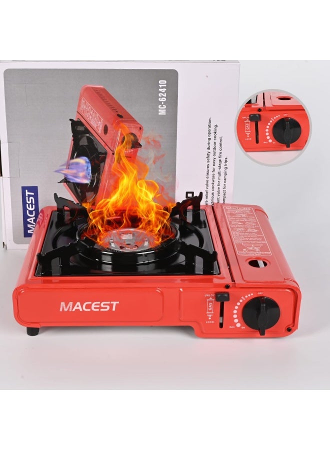 مايست موقد غاز محمول للتخييم باللون الأحمر - مثالي للتخييم والرحلات البرية - Image 1