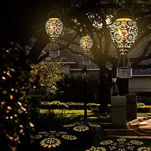 Venniy Solar Hot Air Balloon Lantern, Hanging Lanterns Outdoor Waterproof Decorative Metal LED Lantern Solar Lights for Trees Patio Garden Yard Porch Decor, Multi-Color - Image 4