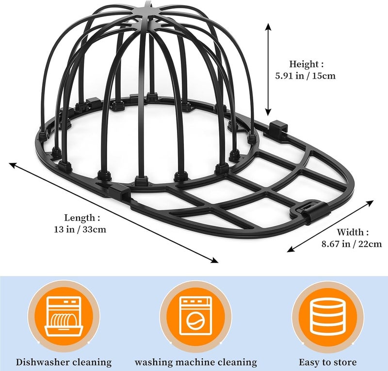 Fododo Hat Washer Cage for Baseball Caps - Black - Image 2