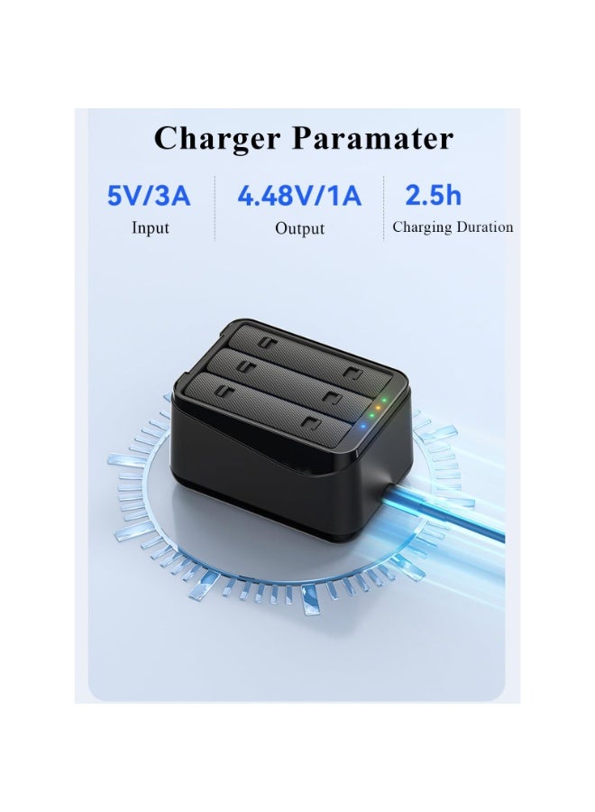 aMagisn Battery Charger Set for Insta360 X5 with Charging Cable,Intelligent Charging, Automatic pop-up, Simultaneous Charging of 3 Batteries (No Battery, No SD Card) - Image 3