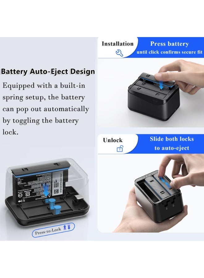 aMagisn Battery Charger Set for Insta360 X5 with Charging Cable,Intelligent Charging, Automatic pop-up, Simultaneous Charging of 3 Batteries (No Battery, No SD Card) - Image 5