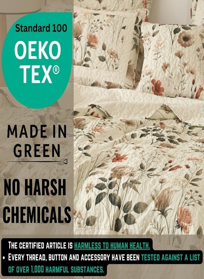 دادا بيدنغ مجموعة مفروشات دادا دادالوجي إنشانتد ميدو - طقم لحاف فيكتوريا جاردن سيمفونية زهرية رقيقة باللون البيج والوردي والأخضر الفاتح، طقم غطاء سرير مبطن ناعم فاخر (مقاس كامل) - Image 3