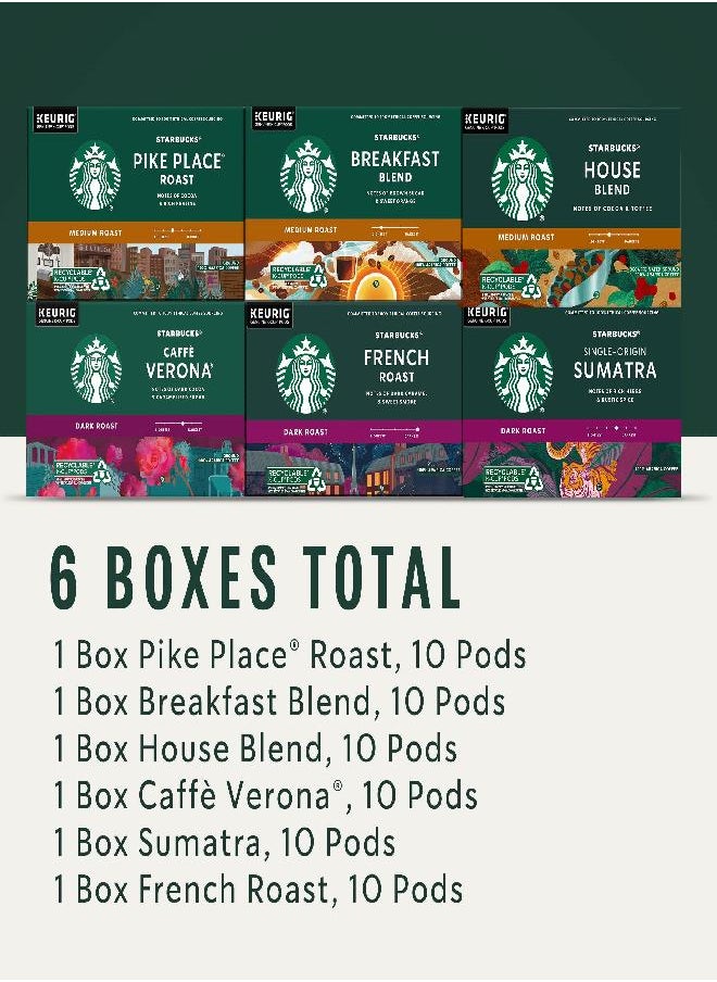Starbucks Starbucks K-Cup Coffee Pods-Medium & Dark Roast Variety Pack for Keurig Brewers-100% Arabica-6 boxes (60 pods total)  - Image 1