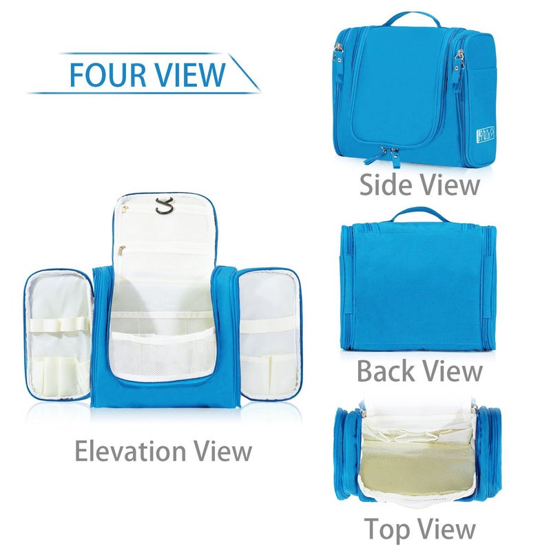 PUHBRHY Multifunctional Hanging Travel Toiletry Bag for Men and Women Makeup Organiser Cosmetic Case Bag Household Grooming Kit Storage Travel Bag with Hook Sky Blue - Image 3