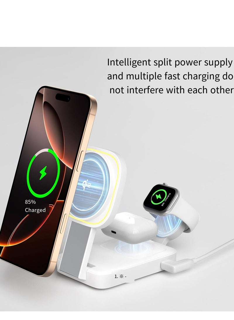 General Magnetic three in one wireless charger for wireless charging (ivory white)  - Image 1