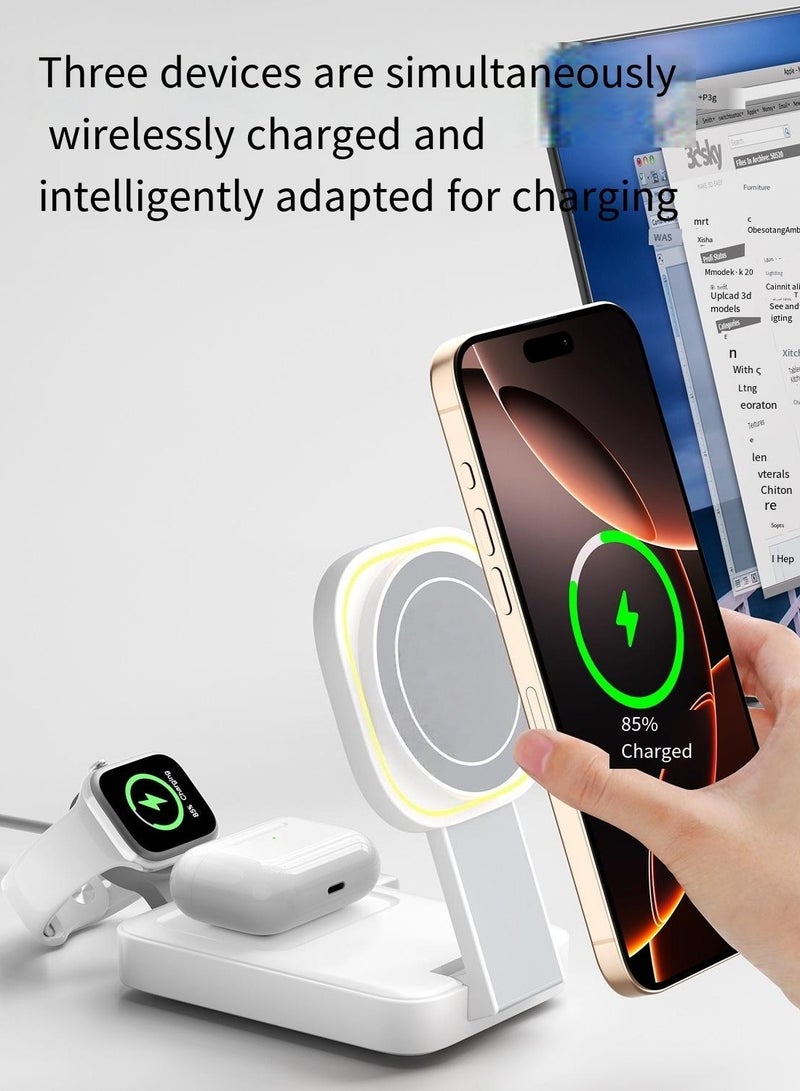 General Magnetic three in one wireless charger for wireless charging (ivory white)  - Image 3