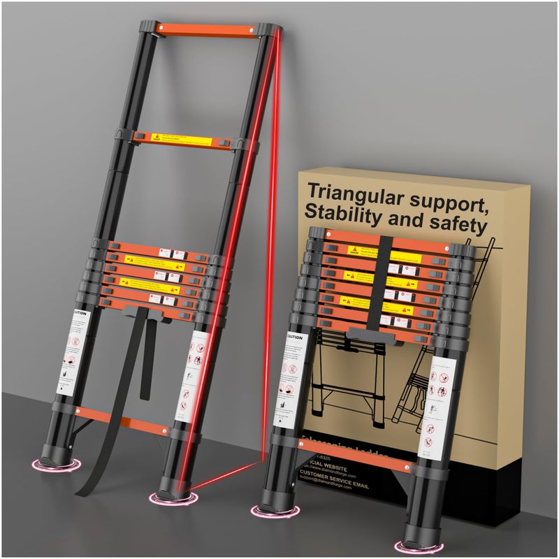 DIAMONDFORGE Telescoping Ladder Extension Telescopic Collapsible - 8.5 FT Rv Telescope Foldable Extendable Tall Compact Aluminum Ladders - for House Roof Travel Trailers Adjustable Retractable - 330lbs Capacity - Image 1