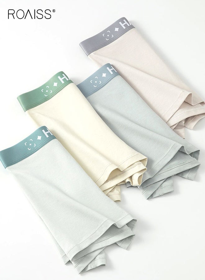 رويس 4 قطع من شورت بوكسر مضاد للبكتيريا للرجال من القطن، ملابس داخلية قصيرة للرجالقابل للتنفسسراويل بوكسر غير قابلة للتمدد، مريحة وصديقة للبشرة، غير خانقة - Image 1