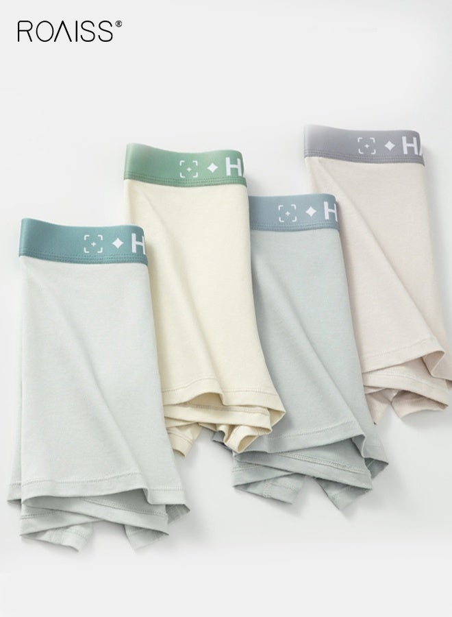رويس 4 قطع من شورت بوكسر مضاد للبكتيريا للرجال من القطن، ملابس داخلية قصيرة للرجالقابل للتنفسسراويل بوكسر غير قابلة للتمدد، مريحة وصديقة للبشرة، غير خانقة - Image 5