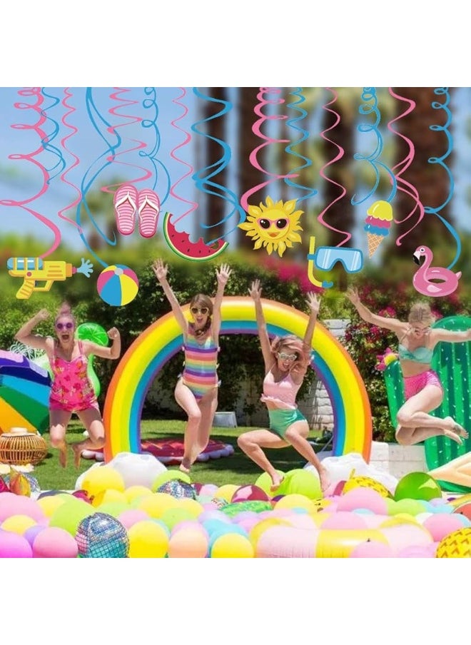 Wishlife - 30Ct Pool Party Hanging Swirl Decorations,Hawaiian Party,Beach Party,Luau Party,Summer Fun,Water Party for Girls,Boys,Kids,Sunny Day,Home,Classroom,Baby Shower - Image 1