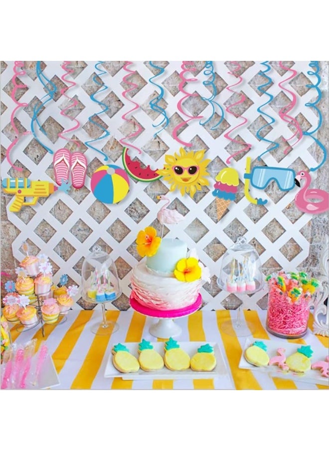 Wishlife - 30Ct Pool Party Hanging Swirl Decorations,Hawaiian Party,Beach Party,Luau Party,Summer Fun,Water Party for Girls,Boys,Kids,Sunny Day,Home,Classroom,Baby Shower - Image 1