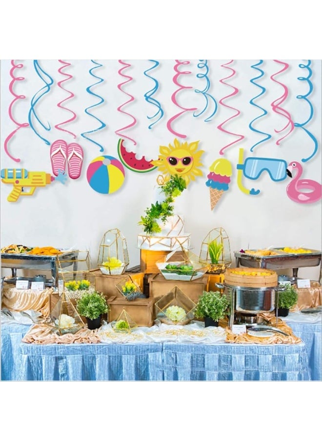 Wishlife - 30Ct Pool Party Hanging Swirl Decorations,Hawaiian Party,Beach Party,Luau Party,Summer Fun,Water Party for Girls,Boys,Kids,Sunny Day,Home,Classroom,Baby Shower - Image 1
