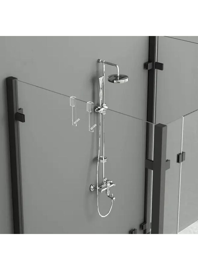 3 قطع من خطافات باب الحمام الأكريليكية حامل المناشف بدون تثقيب فوق الباب الزجاجي حامل روب الاستحمام - Image 5