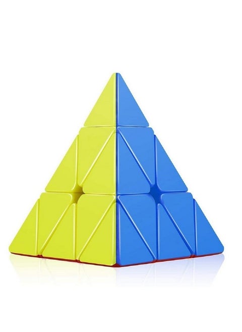 Plastic High Speed And Stability Pyraminx Stickerless Triangle Cube Puzzle (Multicolour)