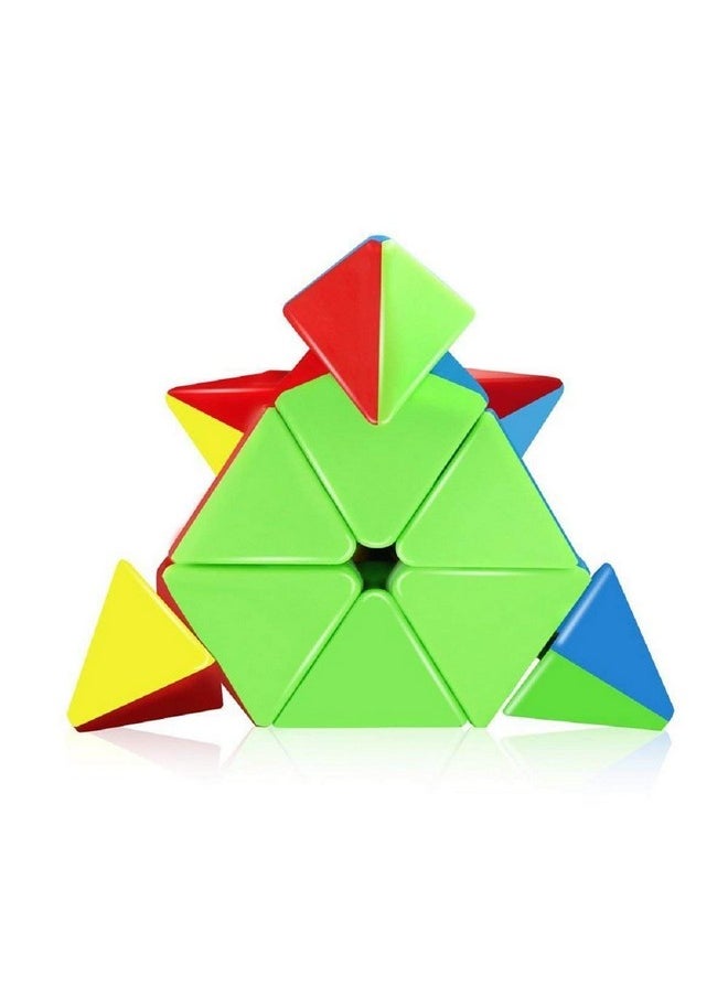 vGRASSP - Plastic High Speed And Stability Pyraminx Stickerless Triangle Cube Puzzle (Multicolour) - Image 1