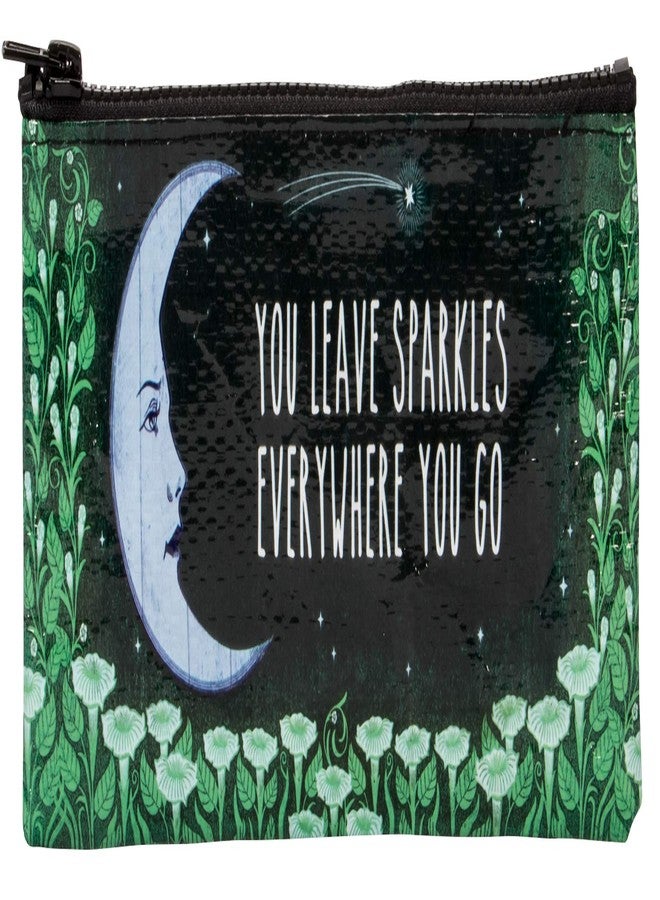 Blue Q Pencil Case, You Leave Sparkles Everywhere You Go. (moon garden design) Hefty Zipper, Sturdy and Easy-to-Wipe-Clean, Made from 95% Recycled Material. 4.25"h x 8.5"w - Image 1