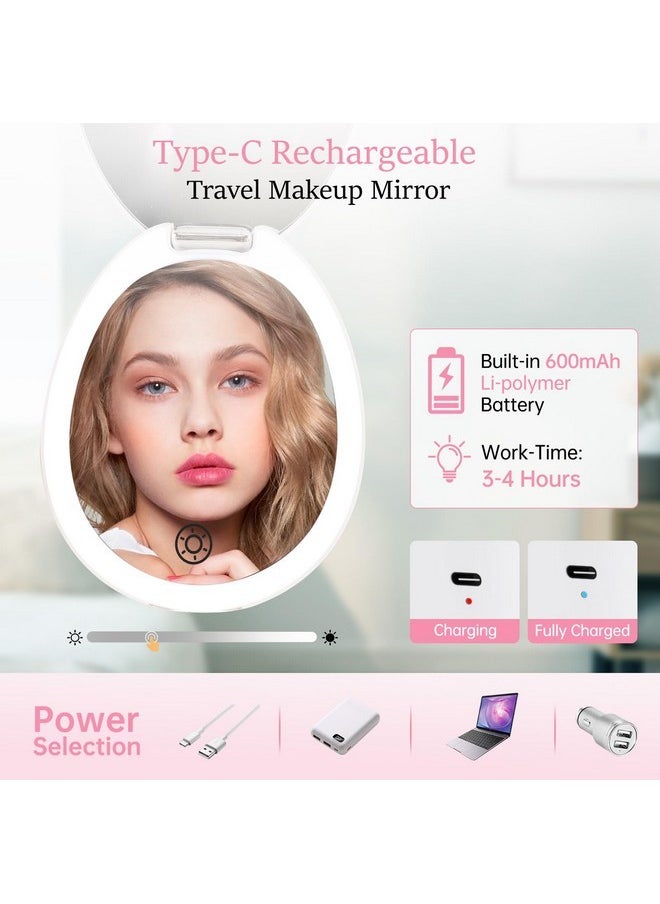 FUNTOUCH Travel Makeup Mirror With Light,Led Small Purse Compact Mirror With Light,Lighted Compact 10X Magnifying Mirror, 2-Sided, 3 Color Lights Small Makeup Cosmetic Mirror With Bag  - Image 5