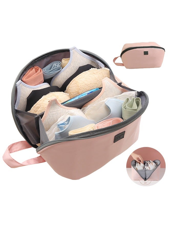 Underwear Organizer Bag for Travel, Upgrade Packing Large Travel Bra Underwear Storage Bag with Liner, Cube Multifunctional Travel Waterproof Pouch Cosmetic Bag for Travel (Pink)  - Image 1