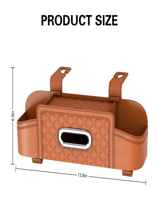 Mandark Car Headrest Backseat Organizer, Multifunctional Vehicle Seat Back Storage Box with Drink Cup Holder and Hooks, Automotive Travel Accessories, Universal for SUV, Sedan, Truck (Orange) - Image 2