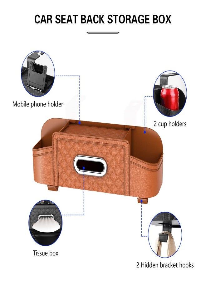 Mandark Car Headrest Backseat Organizer, Multifunctional Vehicle Seat Back Storage Box with Drink Cup Holder and Hooks, Automotive Travel Accessories, Universal for SUV, Sedan, Truck (Orange) - Image 3