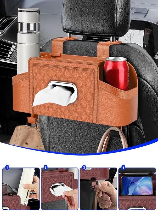 Mandark Car Headrest Backseat Organizer, Multifunctional Vehicle Seat Back Storage Box with Drink Cup Holder and Hooks, Automotive Travel Accessories, Universal for SUV, Sedan, Truck (Orange) - Image 5