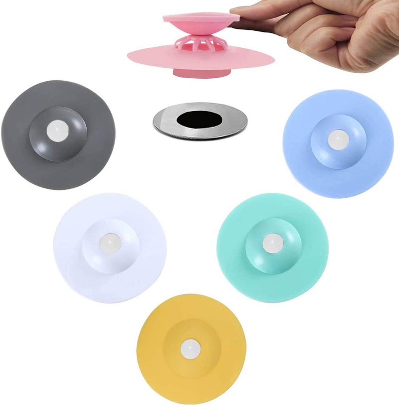 KPNG Shower Drain Stopper - Silicone Bathtub Sink Stopper Hair Trap Hair Catcher Bathtub Drain Strainers Protectors Cover for Floor Laundry Kitchen and Bathroom (Pack of-3, Random) - Image 1