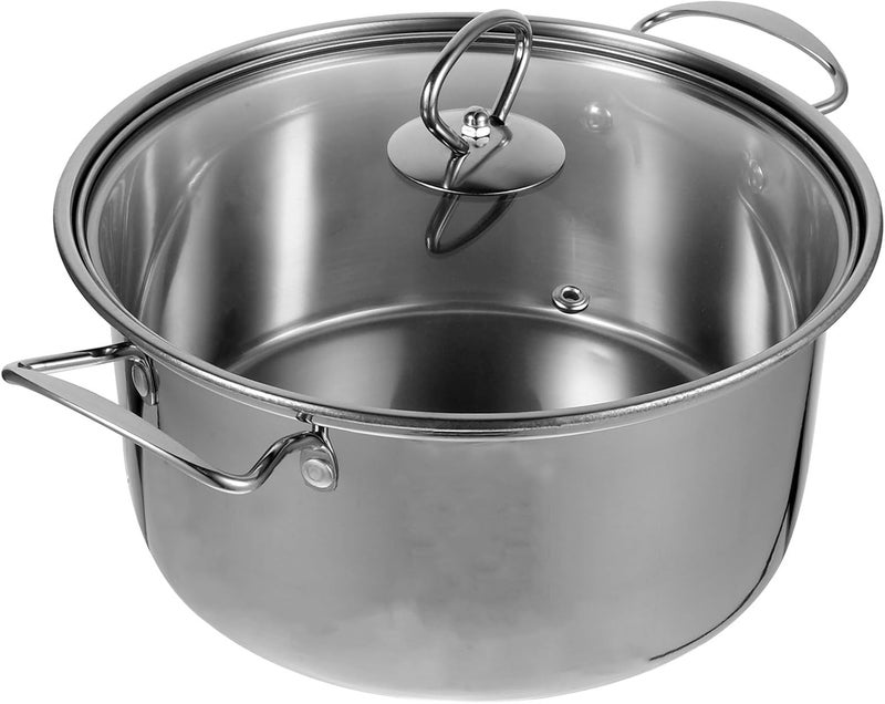 Stainless Steel Soup Pan 22cm with Lid, Nonstick Food Soup Pot Multi-functional Milk Heating Pot for Household Cooking and Boiling - Image 1