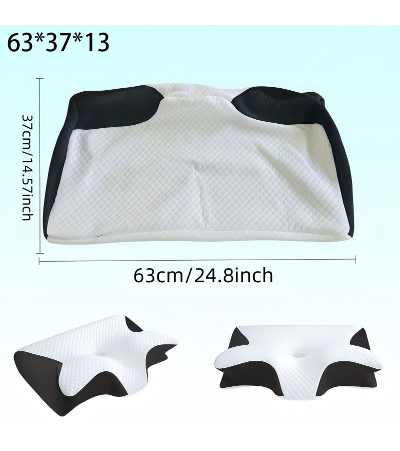Dark Gray Butterfly Shaped Cooling Pillow Case Ergonomic Curved Neck Support Breathable Pillow Cover with Zipper Washable Skin Friendly Pillow Cover for Side Back Stomach Sleepers All Sleeping Positions Daily Use Thoughtful Gift for Family 15.75 Inch by 23.62 Inch - Image 2