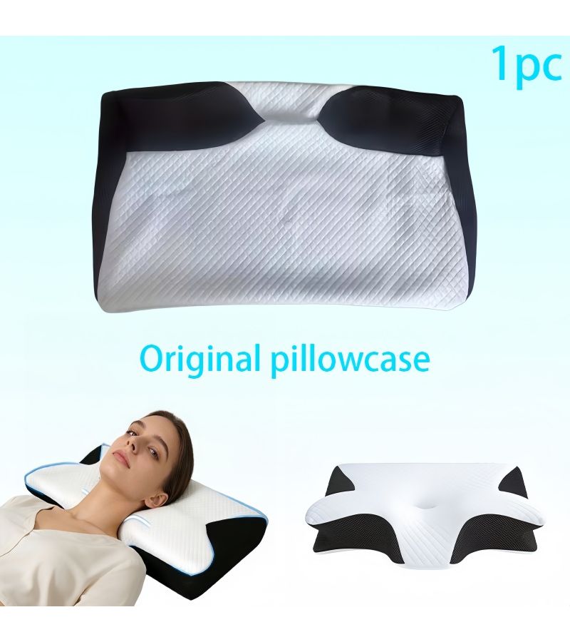 Dark Gray Butterfly Shaped Cooling Pillow Case Ergonomic Curved Neck Support Breathable Pillow Cover with Zipper Washable Skin Friendly Pillow Cover for Side Back Stomach Sleepers All Sleeping Positions Daily Use Thoughtful Gift for Family 15.75 Inch by 23.62 Inch - Image 1