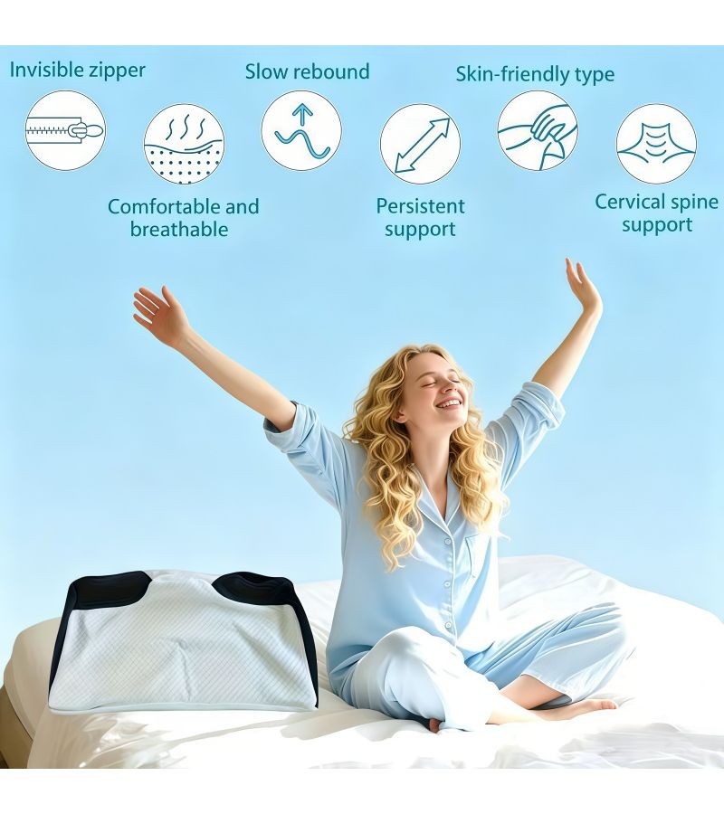Dark Gray Butterfly Shaped Cooling Pillow Case Ergonomic Curved Neck Support Breathable Pillow Cover with Zipper Washable Skin Friendly Pillow Cover for Side Back Stomach Sleepers All Sleeping Positions Daily Use Thoughtful Gift for Family 15.75 Inch by 23.62 Inch - Image 5