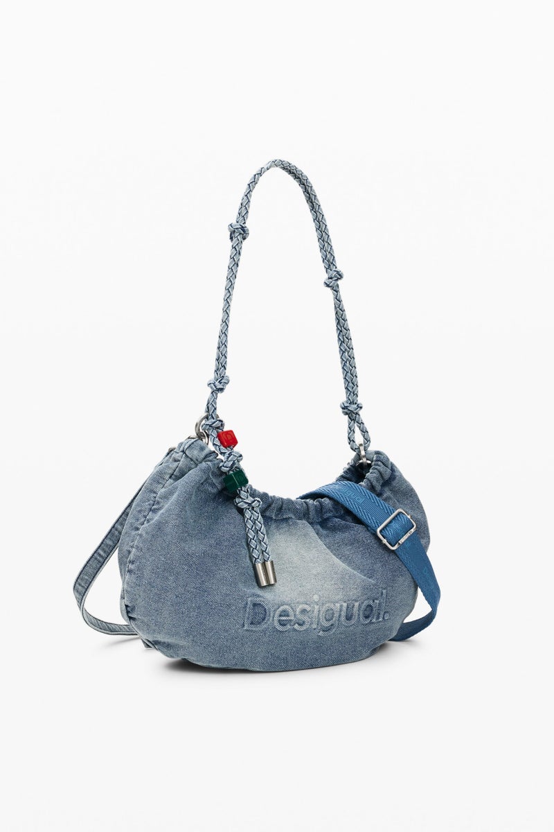 DESIGUAL Oval-shaped shoulder bag made of denim fabric - Image 4