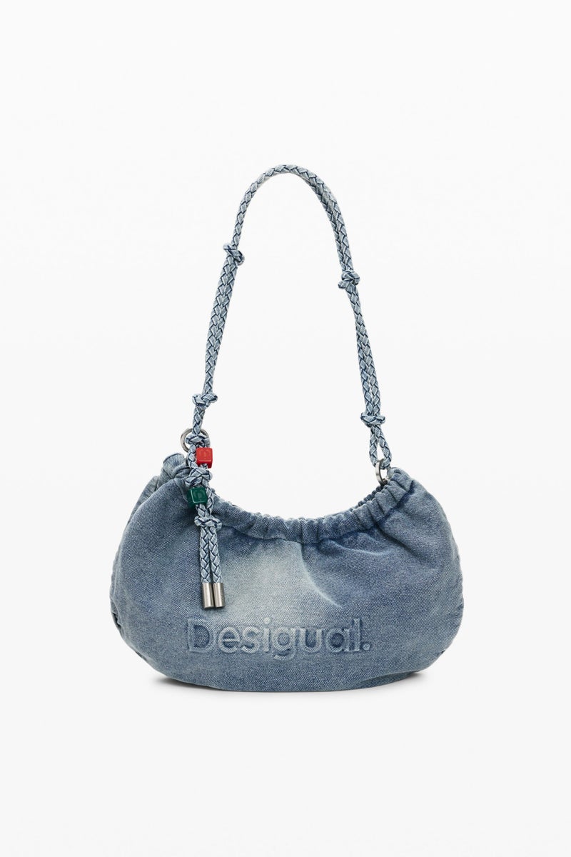 DESIGUAL Oval-shaped shoulder bag made of denim fabric - Image 2
