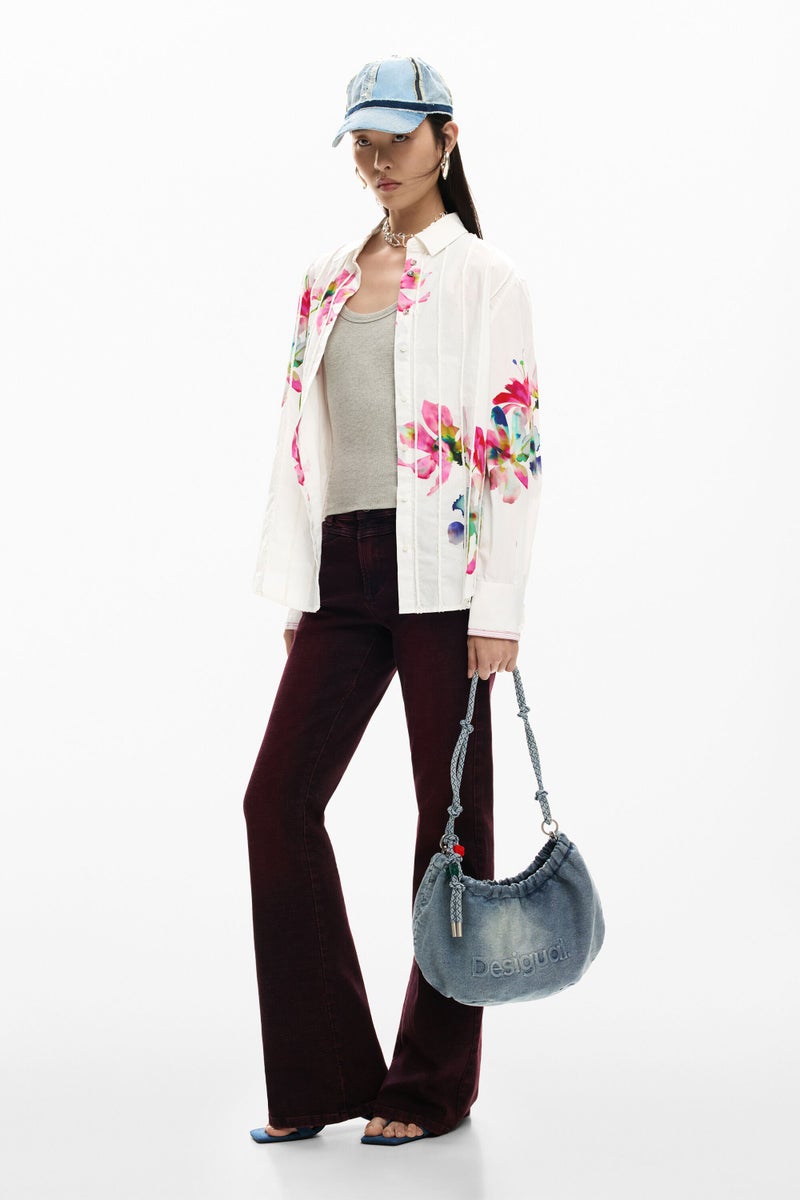 DESIGUAL Oval-shaped shoulder bag made of denim fabric - Image 3