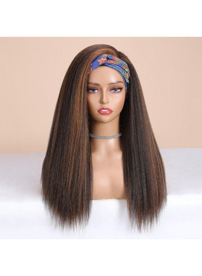 ويجني باروكة شعر WIGNEE بني مستقيمة بخصلات بارزة مع عصابة رأس للنساء، بطول 22 بوصة، باروكة شعر ياكي مستقيمة مع عصابة رأس سوداء، باروكة شعر مستقيمة بخصلات بارزة مع عصابة رأس سوداء للنساء ذوات البشرة السمراء (خصلات بارزة 2A/30#، بطول 22 بوصة) - Image 1
