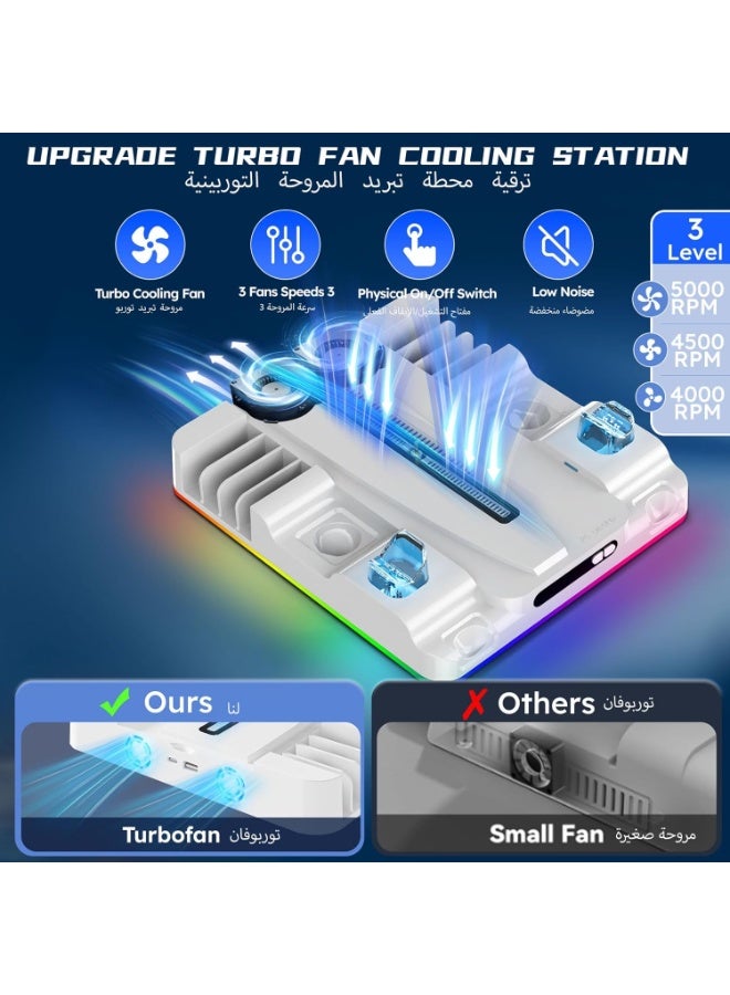M.A&F's PS5/Slim/Pro Stand with Cooling Station, Controller Charging Station and RGB LED, Playstation 5/Slim/Pro Disc/Digital Console Stand Accessories, Cooling Fan, Game Slot, Usb Charging - Image 3
