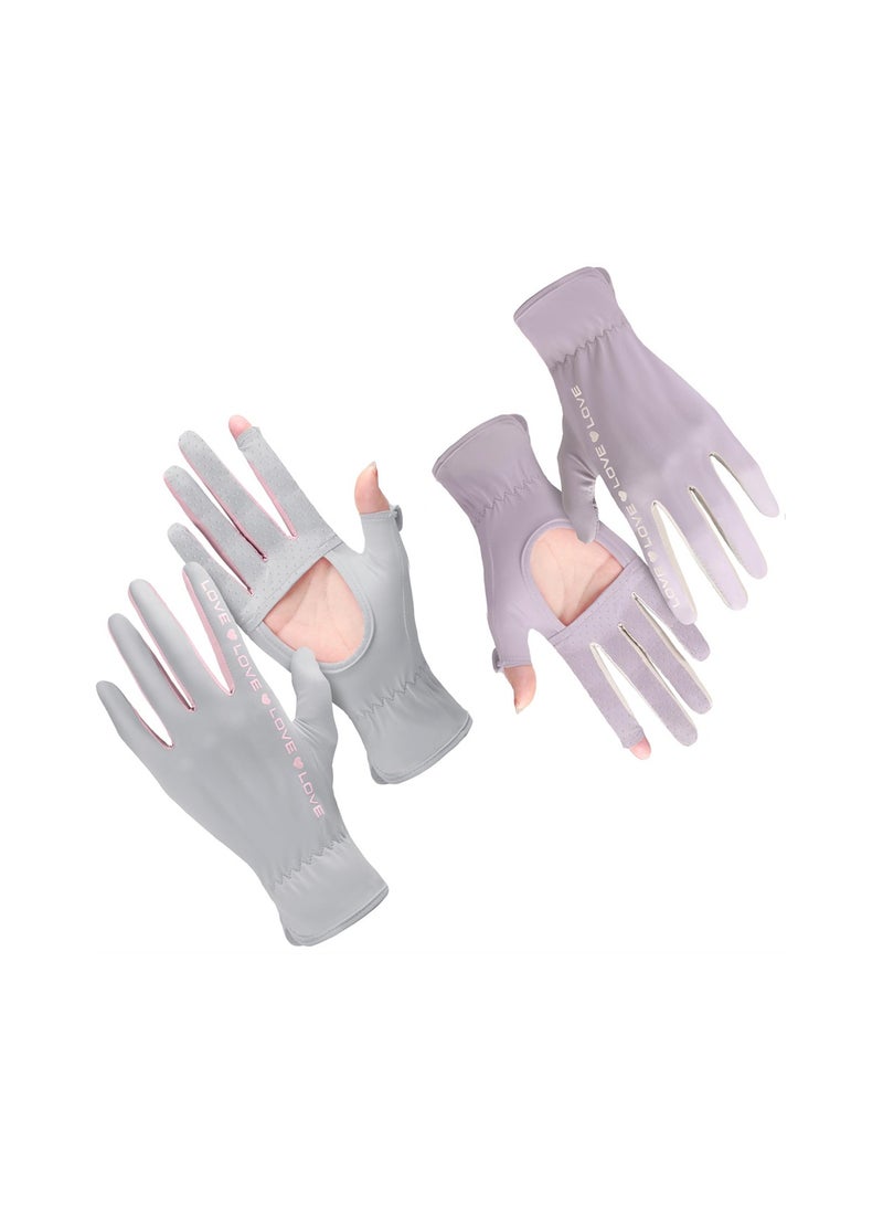 Excefore Summer Sun Gloves, 2 Pairs Summer Women Driving Gloves, UV Protection Gloves, Full Finger Touchscreen Non Slip Quick Dry Gloves Breathable Summer Outdoor Gloves for Women  - Image 1