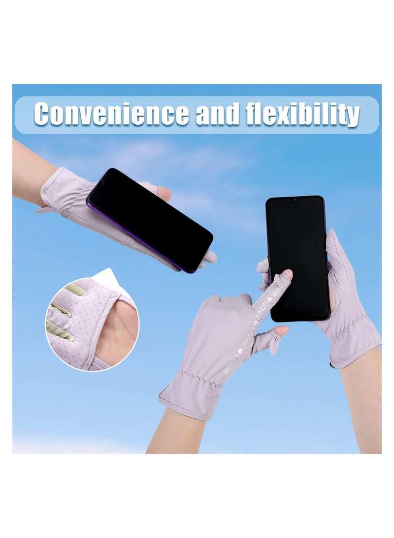 Excefore Summer Sun Gloves, 2 Pairs Summer Women Driving Gloves, UV Protection Gloves, Full Finger Touchscreen Non Slip Quick Dry Gloves Breathable Summer Outdoor Gloves for Women  - Image 2