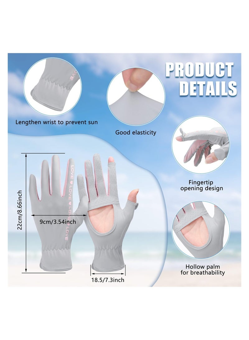 Excefore Summer Sun Gloves, 2 Pairs Summer Women Driving Gloves, UV Protection Gloves, Full Finger Touchscreen Non Slip Quick Dry Gloves Breathable Summer Outdoor Gloves for Women  - Image 3