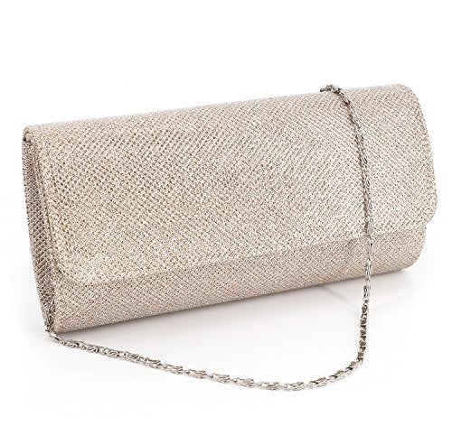 Naimo Flap Dazzling Small Clutch Bag Evening Bag With Detachable Chain (Champagne) - Image 1