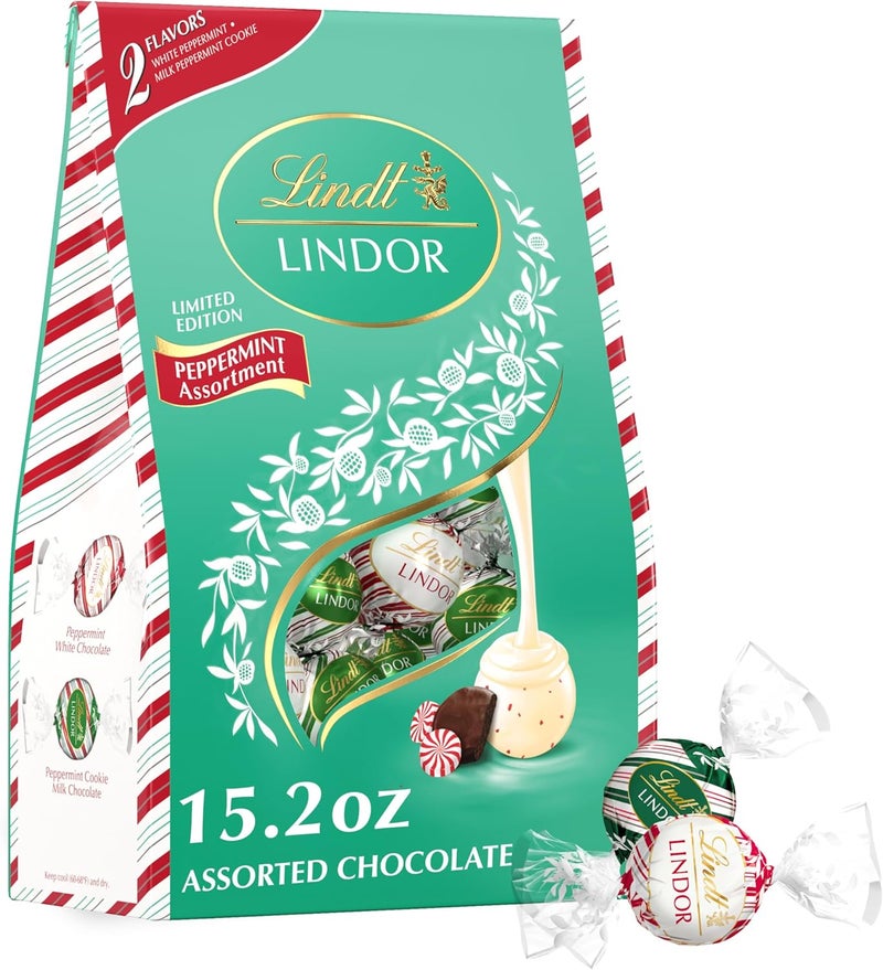 Lindt LINDOR Holiday Peppermint Assorted Chocolate Truffles - Image 1