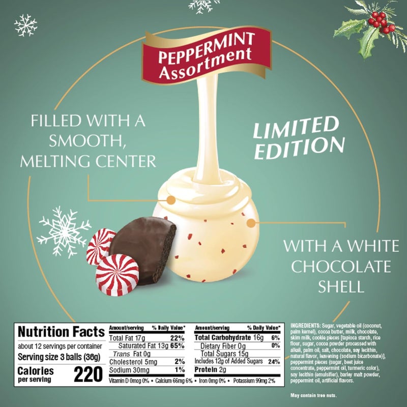 Lindt LINDOR Holiday Peppermint Assorted Chocolate Truffles - Image 2