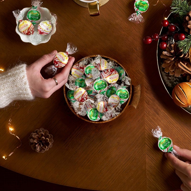 Lindt LINDOR Holiday Peppermint Assorted Chocolate Truffles - Image 3